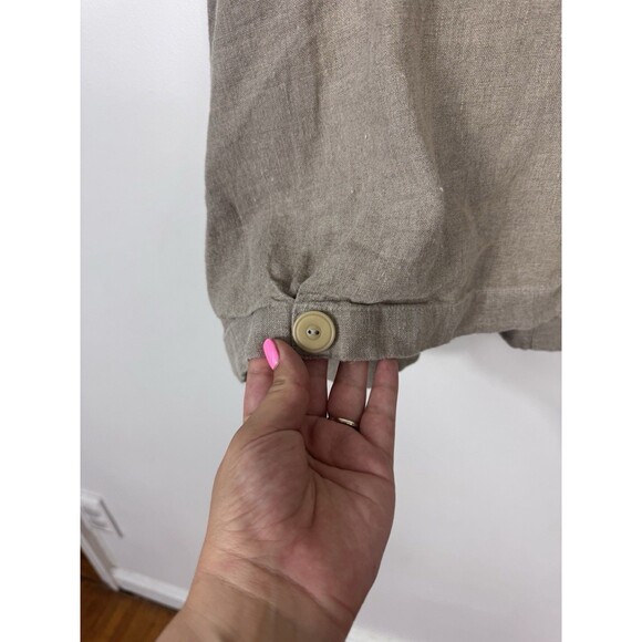FLAX 100% Linen Beige Jacket NWT SZ 2G Collared Long Sleeve - Picture 10 of 11